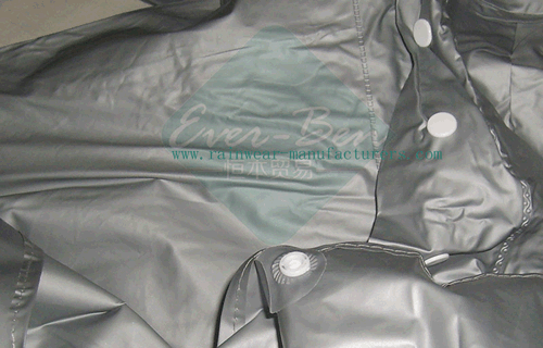 Grey PVC bicycle poncho insdide buttons